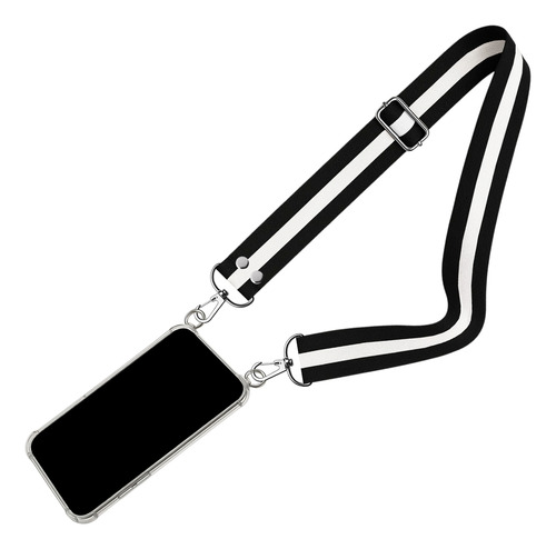 Para Todos Los Iphone 13 Correa Colgante + Funda Reforzada Negro Blanco Negro Iphone 13 Pro Max
