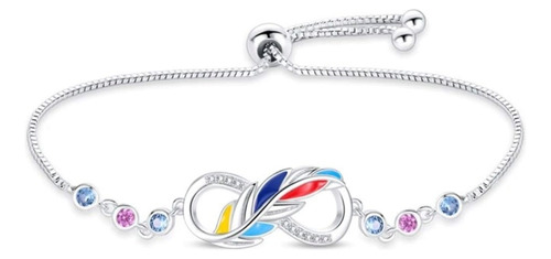 Pulsera Infinito Ajustable C/circonitas Plata Ley 925 + Caja