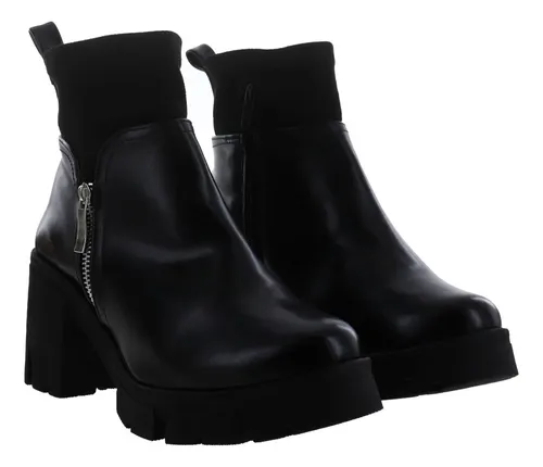 Botin negro tacon grueso sales