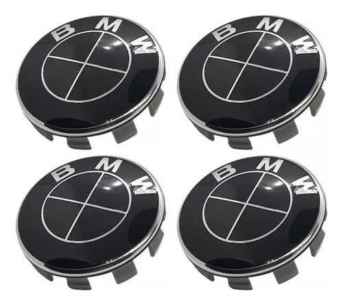 Set 4 Centros De Rin Bmw 68 Mm Negro Full Black