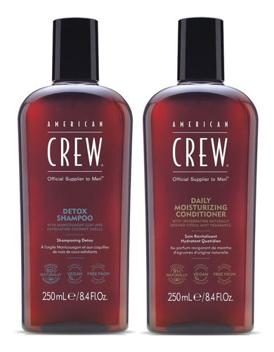 Shampoo Exfoliante 250ml + Acondicionador American Crew Men