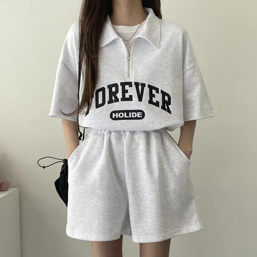 Moda De Verano De Manga Corta Con Cremallera De Algodón Con