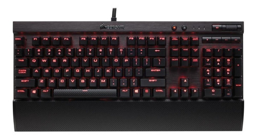 Teclado gamer Corsair Rapidfire K70 QWERTY Cherry MX Speed inglés US color negro con luz roja