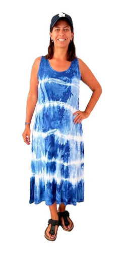 Vestido Batik Largo Azul