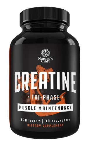 Natures Craft Creatina Tri-fase, Apoyo Muscular 120 Tabs Sabor Sin Sabor