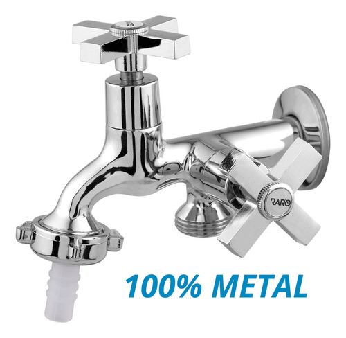 Torneira Dupla Raro Metais Máquina De Lavar Multifuncional 100% Metal Duas Saidas Multiuso Tanque