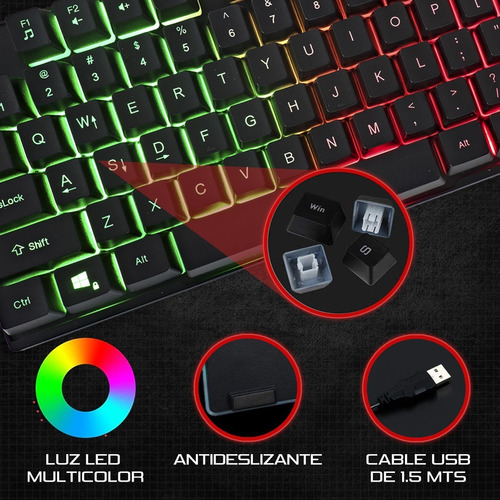 Imagen 3 de 8 de Teclado Gamer Melon Virgo 300 Rgb Qwerty Español
