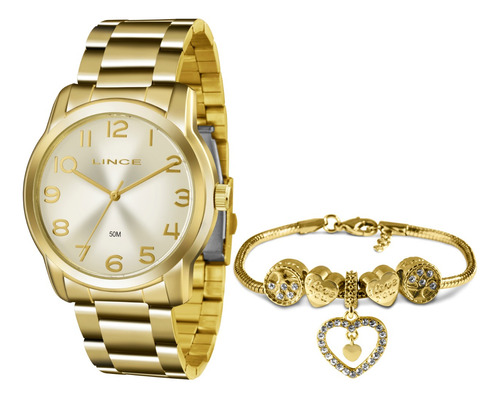 Relógio Lince Feminino Dourado Lc08 Original C/ N.f