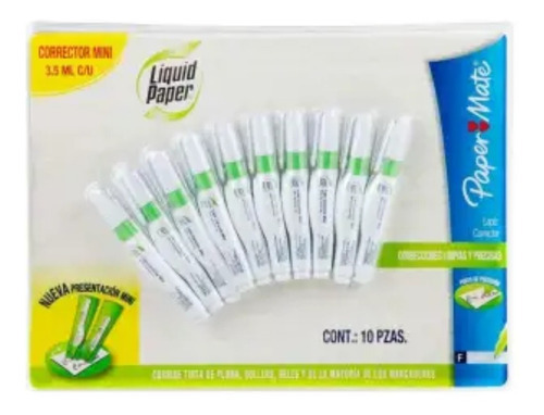 Corrector Líquido Paper Mate Liquid Paper Pluma 10 Pzas