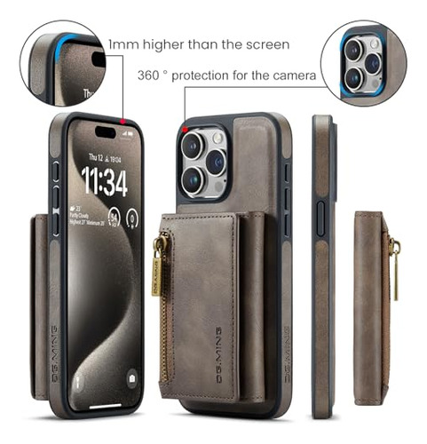 Funda Cartera Para iPhone 15 Pro Max Coffee Retro Piel Sinte