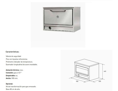 Horno Semi Industrial Corbelli Cfh 90 A Gas Acero Inoxidable