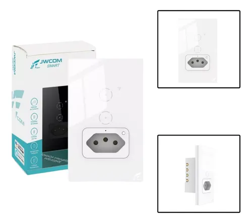 comprar Interruptor Inteligente Wifi 2 Botões Touch Com Tomada 16a Cor Branco