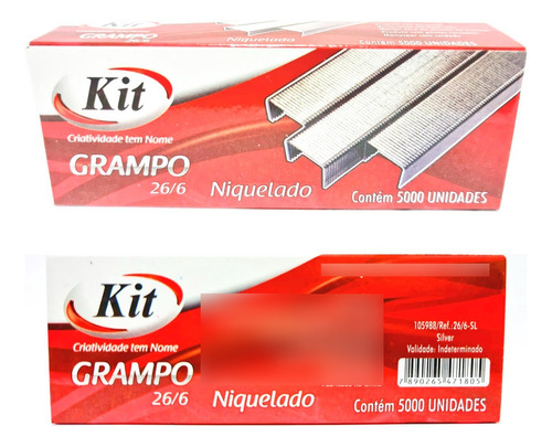 Grampos Para Grampeador Kit Niquelado 26/6 Com 5000 Unidades