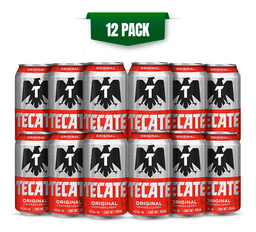 Cerveza Tecate Original 12 Latas De 355ml