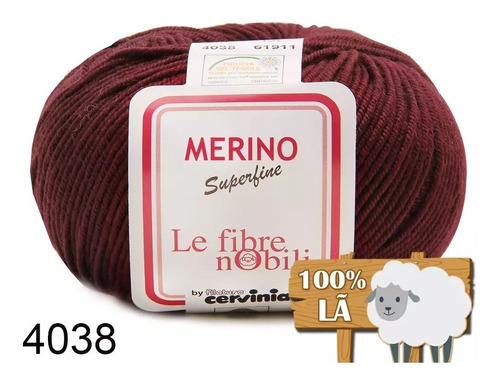 Lã Merino Cervinia 50g 158mts 100% Lã Crochê E Tricô Cor Bordô