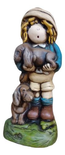 Nene Con Perrito Figura De Ceramica