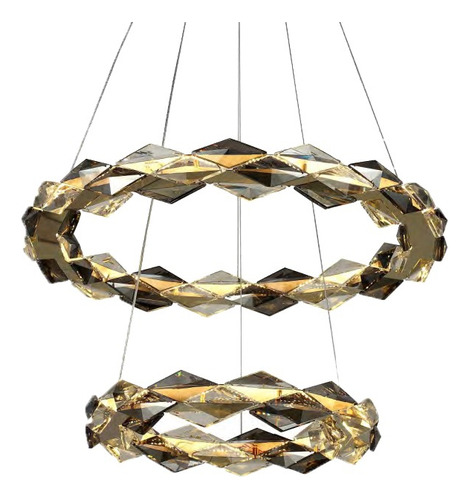 Pendente Argyle Aliança Redondo Cristal Duplo Led 45w Bella Cor Dourado 110v/220v