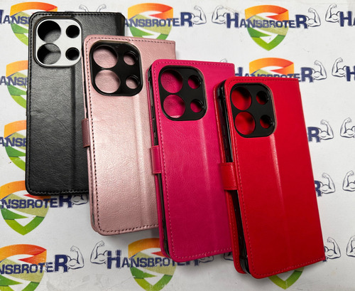 Funda Para Xiaomi Redmi Note 13 Pro 4g Agenda Flip + Vidrio Rosa Cobre