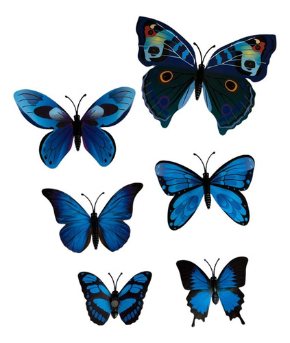 Mariposas Azules Con Iman Para Decorar Neveras (6 Pzas)