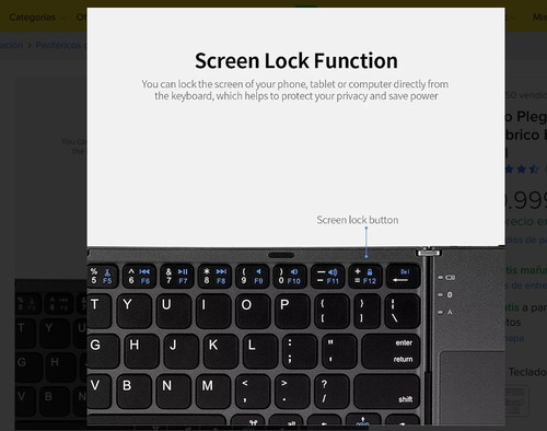 Teclado Plegable Touchpad Inalambrico Bluetooth Portatil Plateado Inglés Internacional