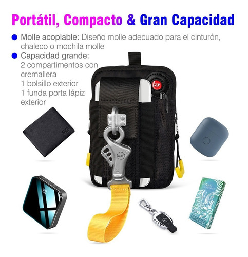 Mochila Bolso Tactico Militar Multiuso Campismo Color Shine Black Diseño De La Tela Liso