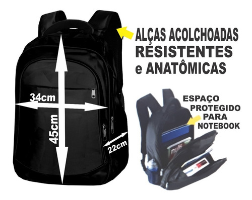 Mochila Administracao Bolsa Faculdade Universidade Preta