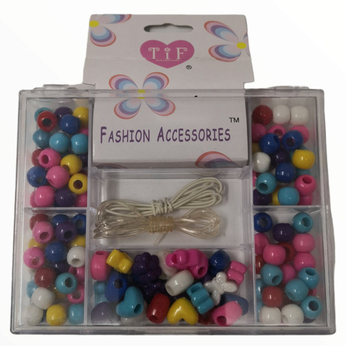 Estuche 100 Pz Cuentas Colores De Cabello Pulseras