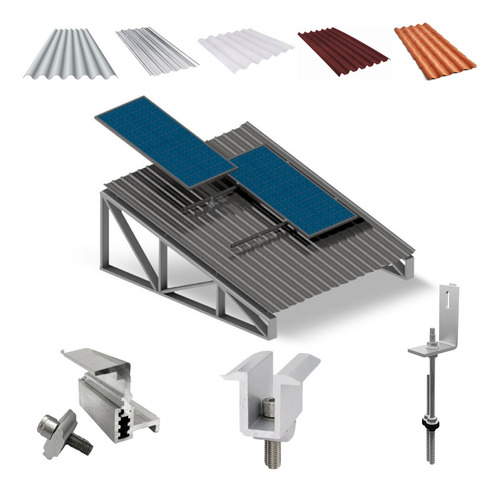 Kit Estrutura Suporte Linha C 02 Placas Solar Viga Metálica