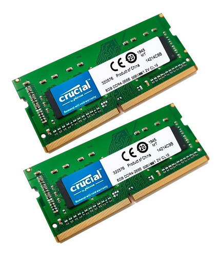 Imagem 1 de 4 de Memória Notebook Crucial 16gb *2x 8gb Ddr4 2666mhz Pc4 21300