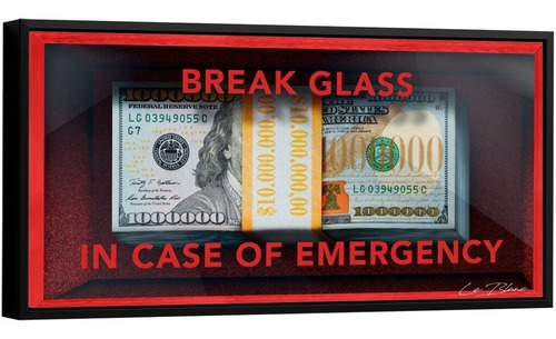 Quadro In Case Of Emergency 50x100cm Moldura + Vidro