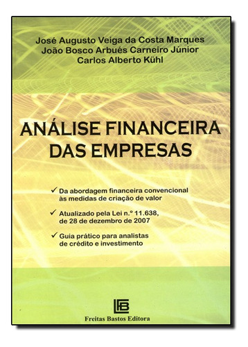 Análise Financeira Das Empresas, De Marques/carneiro  Jr. Editora Freitas Bastos Em Português