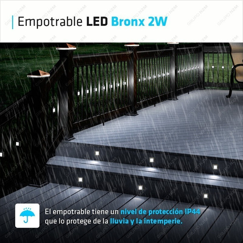 Imagen 4 de 5 de Spot Empotrable Led Bronx 2w Embutir Escalera Pared Exterior