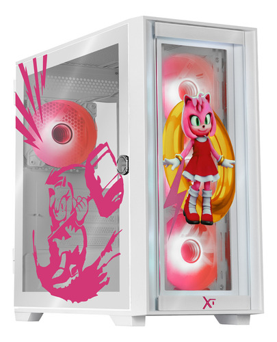 Gabinete Gamer XTREME PC GAMING Ring Amy Edition Mini Torre Micro ATX 4 Fan ARGB USB-C Cristal Templado Frente Intercambiable