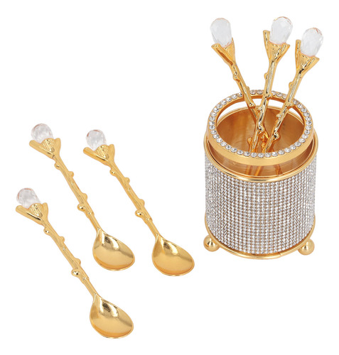 6pcs Vintage Tallado Cuchara De Café Cucharadita Retro Oro