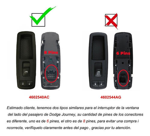 Interruptor De Ventana Para Dodge Chrysler Jeep 2013-2019