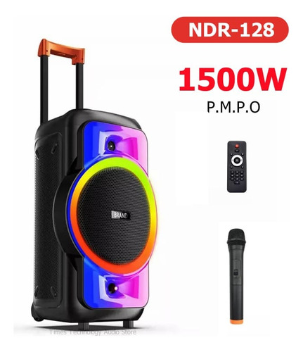 Corneta Amplificada Ndr-128 12pLG   Bluetooth 1500w Full Rgb