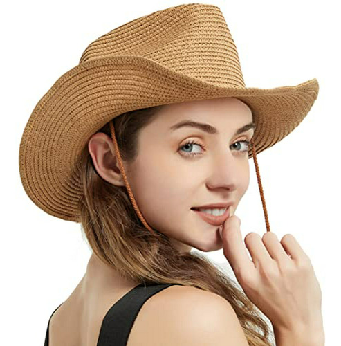 Sombrero De Vaquero De Paja Para Hombres - Mujeres Sombrero 