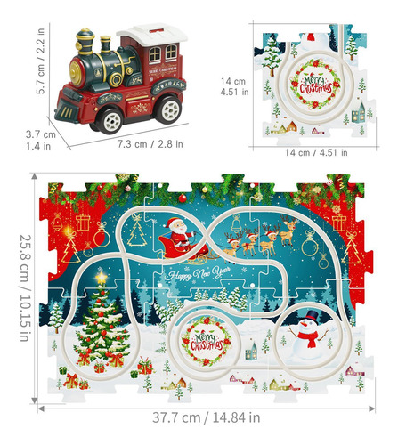Juego De Rompecabezas De Tren Navideño Con Vías, 25 Piezas