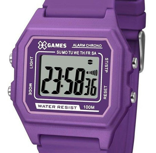 Relógio X Games Feminino Roxo Digital Quadrado Xlppd030 + Nf