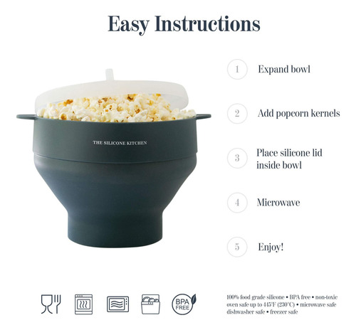 The Silicone Kitchen Cuenco Plegable Para Hacer Palomitas De