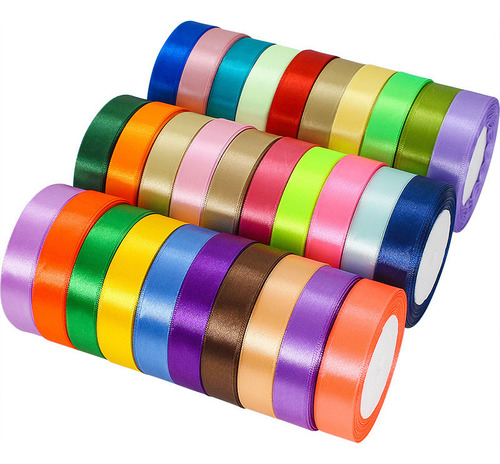 A 10 Rollos De Cinta De 2 Cm X 22 Metros Satinado Colores
