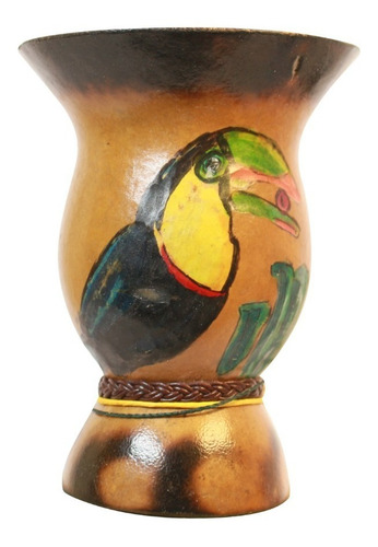 Mate Porongo Chico Pintado Y Tallado A Mano -güirá Ogá Mates