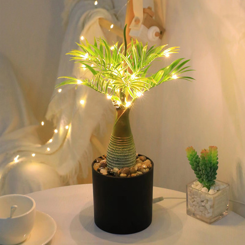 Lámpara Pu Simulation Palm Tree Fairies Adecuada Para Mesa D