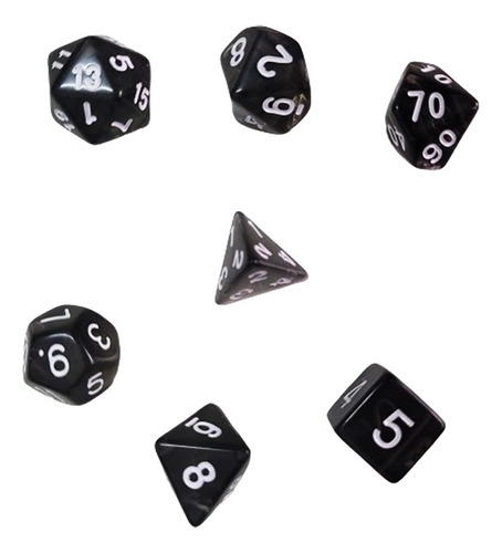 Set De 7 Dados - Negro Translucido