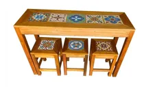 Comprar Jogo Vintage Rústico Madeira Demolição Mesa 3 Bancos Rustico