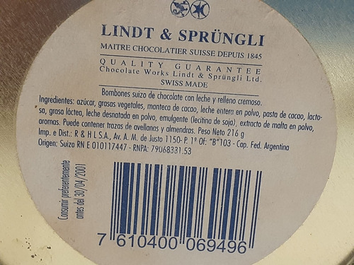 Lata Vacia Con Forma De Tarro Lechero Para Chocolate Lindt (Usado)