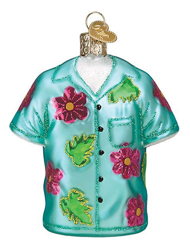 Ornamento Navidad Viejo Mundo Hawaiano Camisa Vidrio Soplado