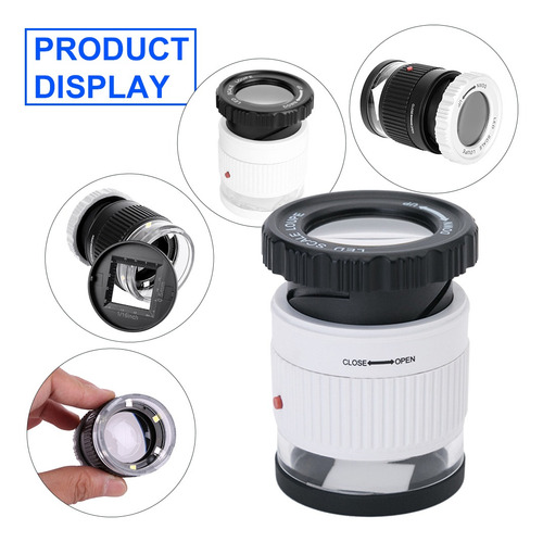 Lupa 30x Regulable De Metal Con Luz Led