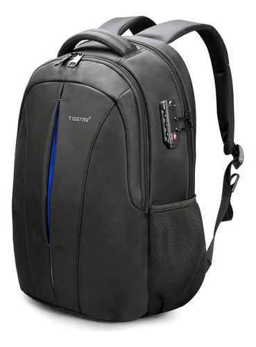 Mochila urbana Tigernu T-B3105A color negro diseño liso 24L Antirrobo Laptop Viaje