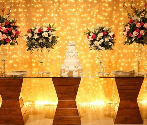 Imagem 6 de 8 de Cortina 500 Leds Branco Quente 3 X 2,5 Metros Casamentos